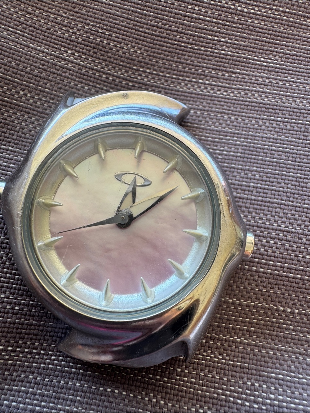Y2K Oakley Silver and Pink Mother-of-Pearl Dial Women's Watch (face only)